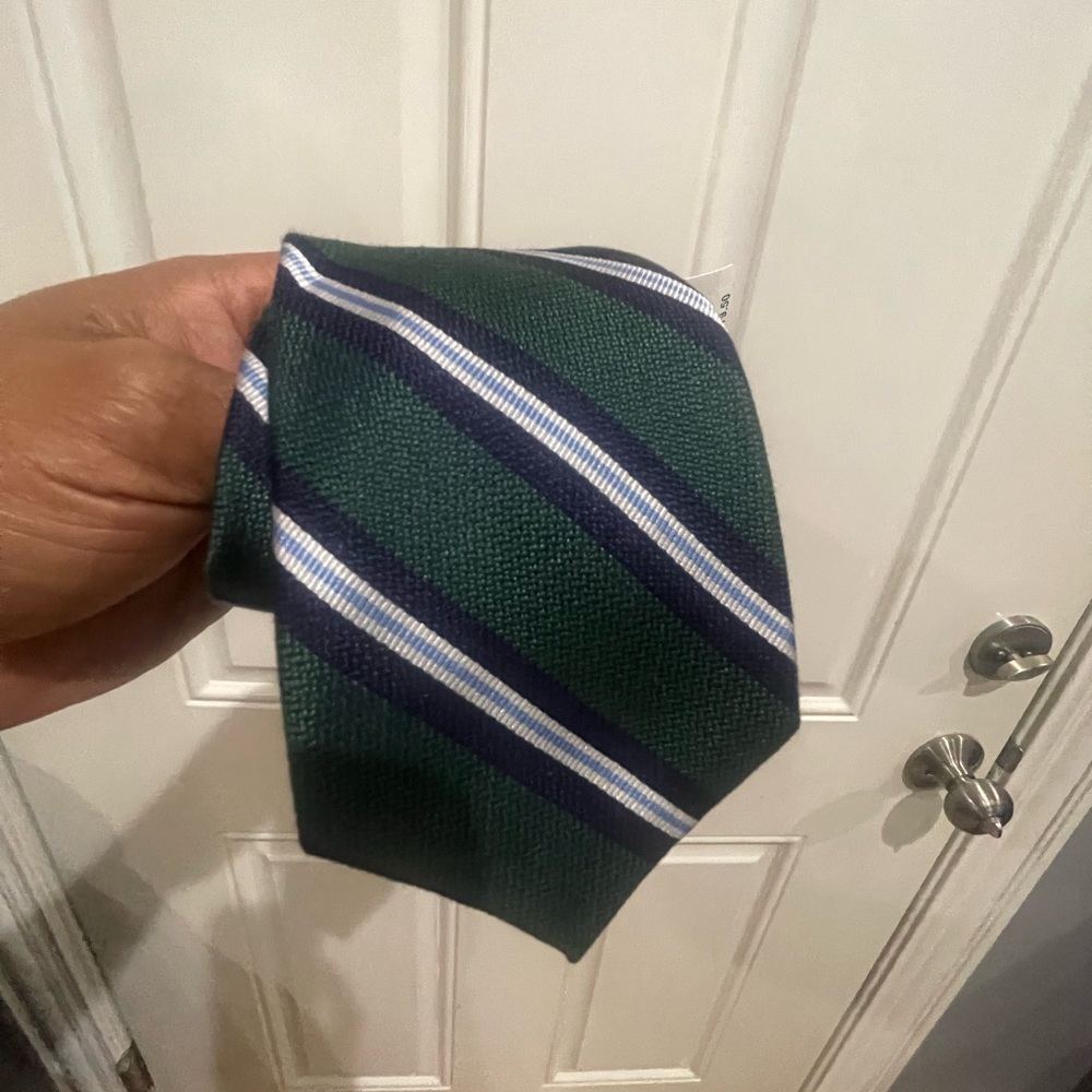 NWT Tommy Hilfiger Green Blue Striped Tie Sz OS